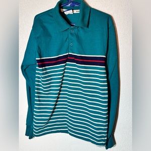 Vtg Retro 1970’s Donmoor Long Sleeve Kids Size 12 Boys Polo Shirt Long Sleeve